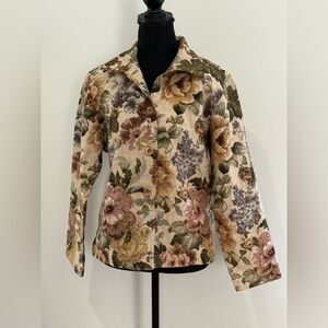 Coldwater Creek M Floral Women's Button Down Collared Jacket 207